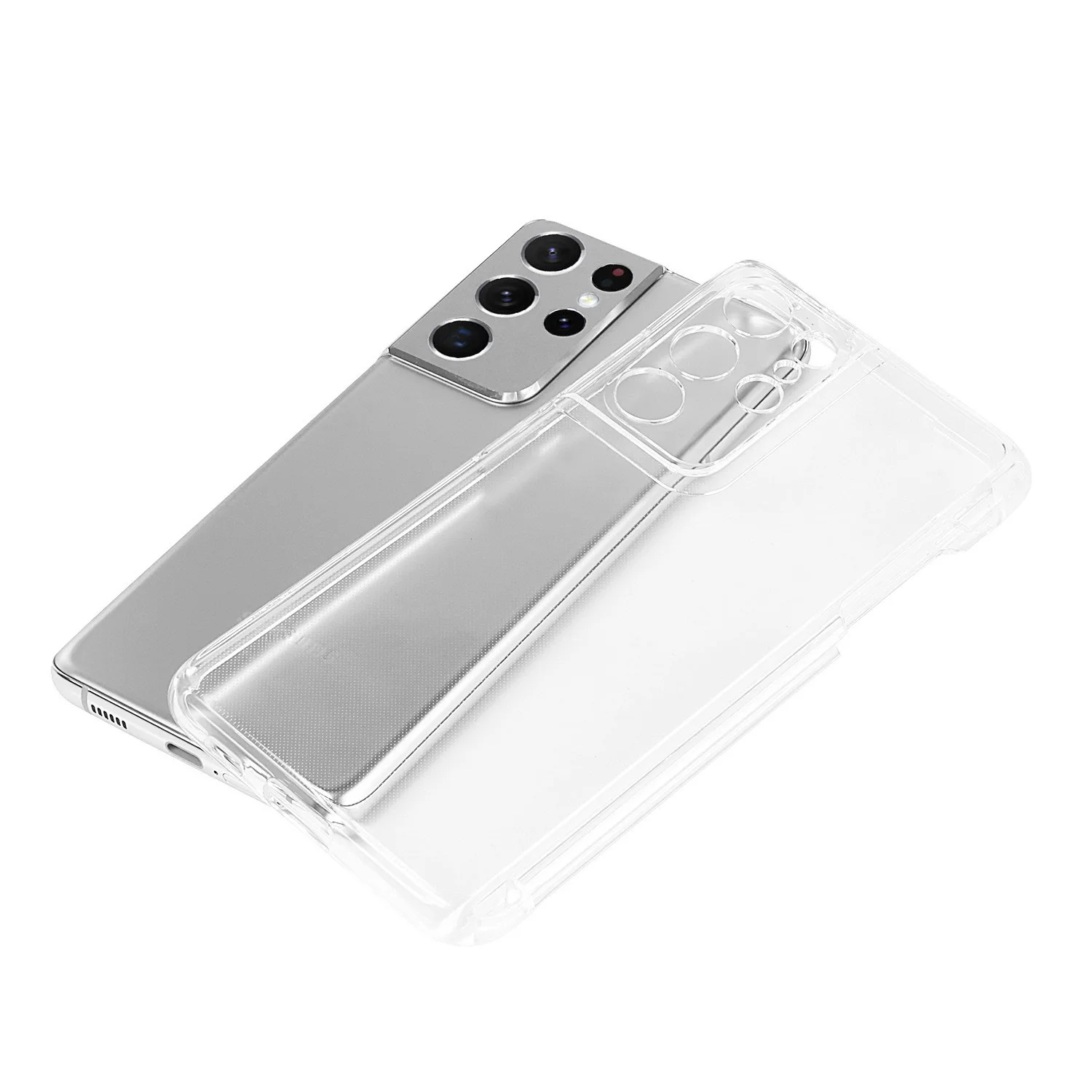 Funda transparente con ranura para bolígrafo para Samsung Galaxy S21 Ultra 5G, cubierta de TPU antigolpes, fundas de lujo