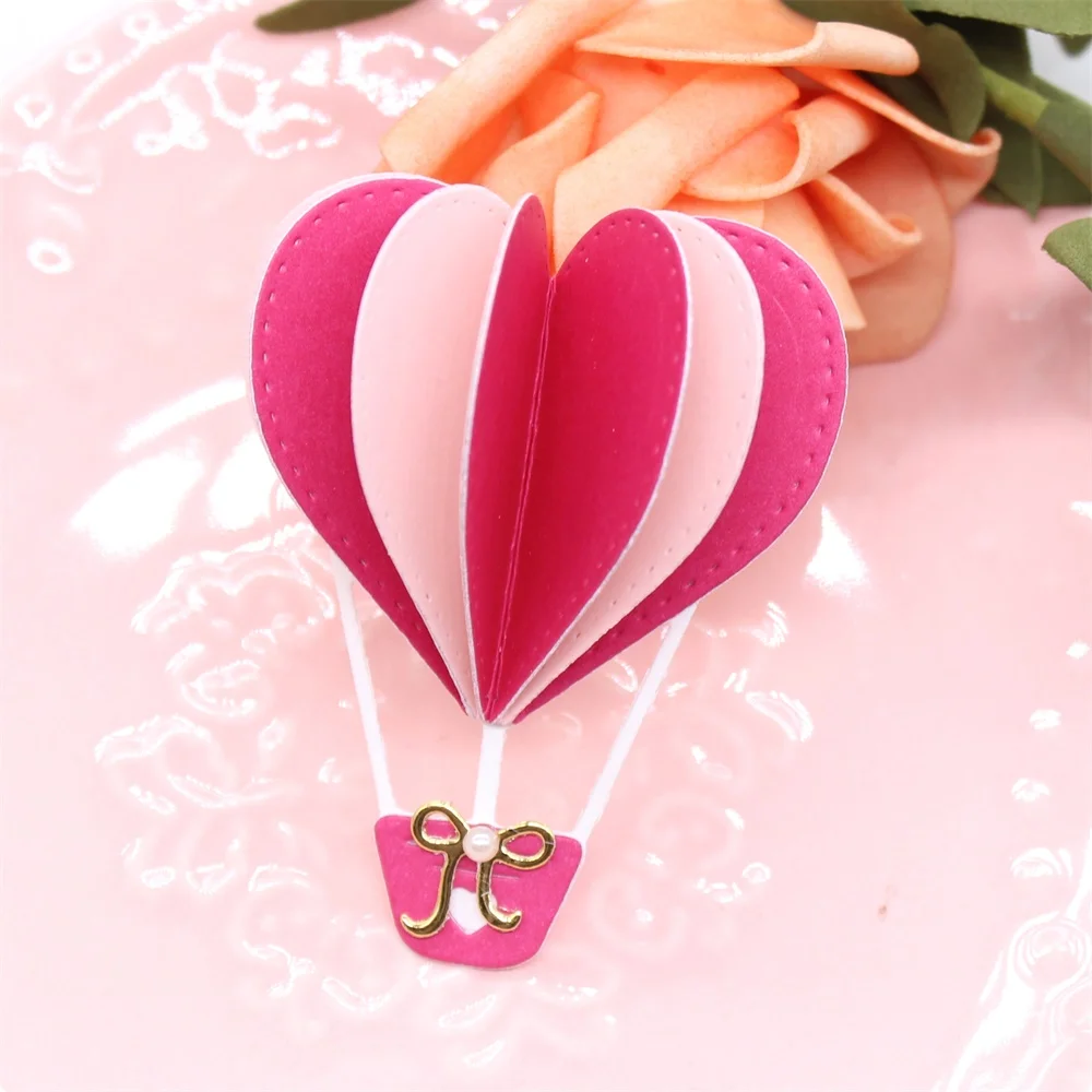 KSCRAFT Heart Hot Air Balloon Metal Cutting Dies Stencils for DIY Scrapbooking Decorative Embossing DIY Paper Cards