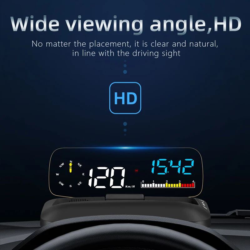 BigBigRoad Navigation HUD Head Up Display OBD2 GPS doppio sistema parabrezza proiettore di velocità allarme di sicurezza Temp. Acqua velocità