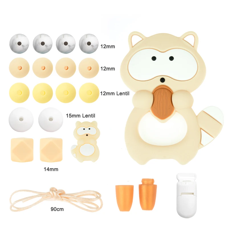 LOFCA Baby Silicone Teether For DIY Baby Teething Necklace Toys Making Personality Pacifier chain Food Grade Silicone Beads Set