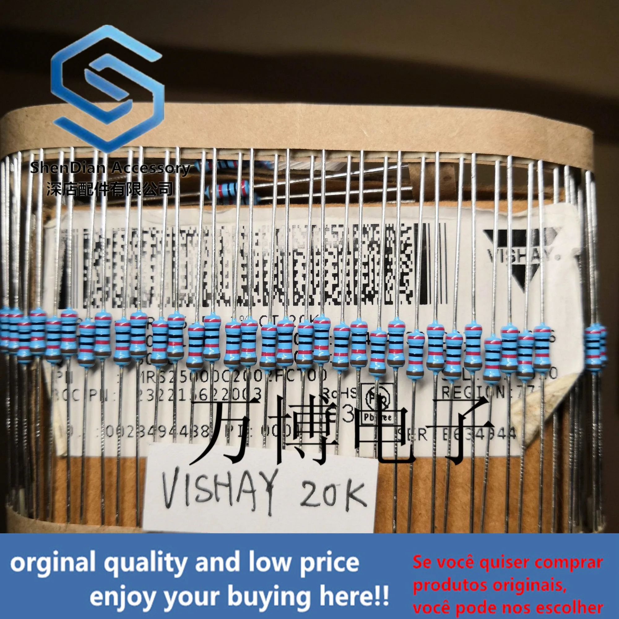 30pcs only orginal new Resistance Vishay resistance 1/4W 0.25W 20K 20000 ohm can pay