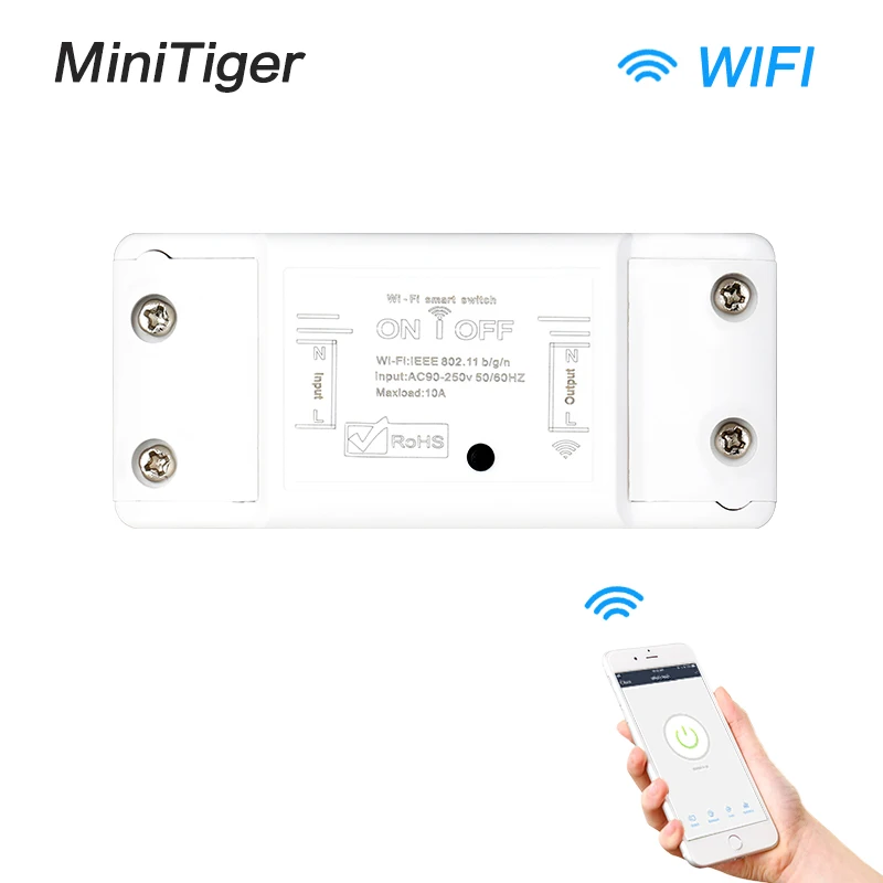 Minitiger Tuya WiFi Smart Light Switch Universal Breaker Timer Smart Life APP Wireless Remote Control with Alexa Google Home