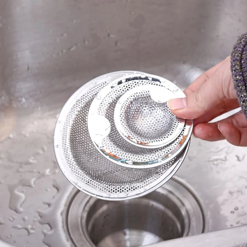 1pcs Kitchen Metal Sink Strainer Portable Stainless Steel Bathtub Hair Catcher Stopper Shower Drain Hole Filter