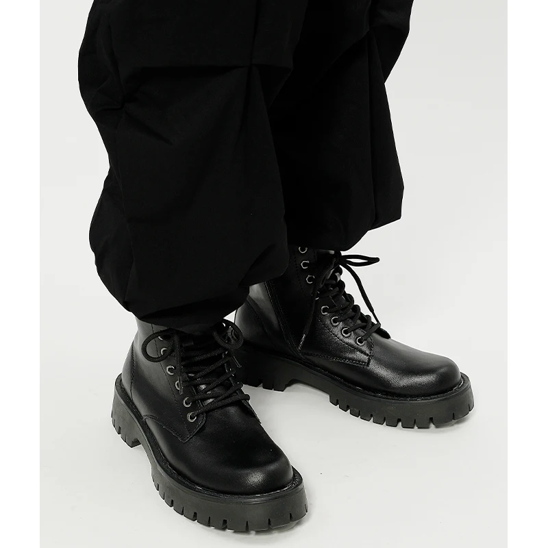 Cool Men\'s Classic Ridding Boots Thick Soles Height Increase Trendy Man Autumn Casual Shoes