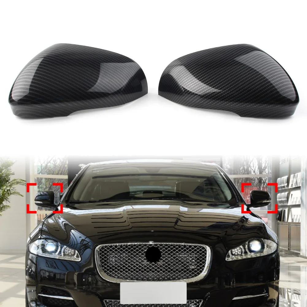 

2x Carbon Fiber ABS Car Rear Side View Mirror Cover Cap For Jaguar XF XFR XFR-S XE XJ XJR XK XKR XKR-S Car-styling Accessories