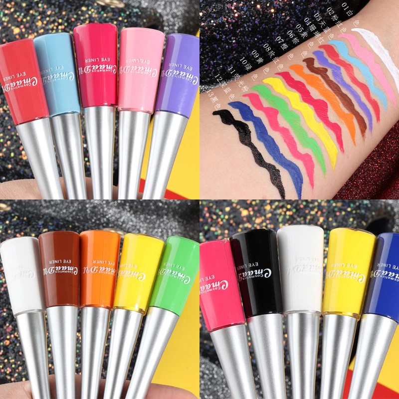 17 Colors Neon Liquid Eyeliner Pencil Waterproof Colorful Blue Green Yellow White Eye Liner Pen Women Makeup Eyes Cosmetics