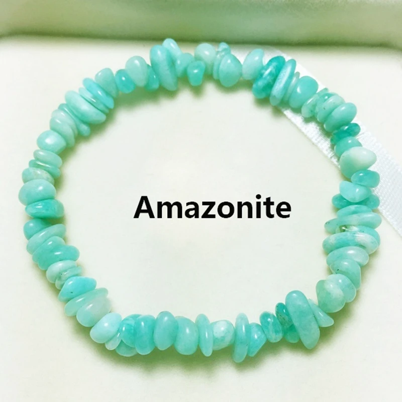 Natural Irregular Gem Stone Bracelet Stretch Chip Beads Nuggets Amazonite Rose Crystal Quartz Bracelets Bangles For Women