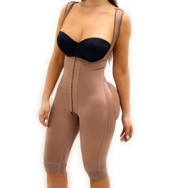 Fajas Colombianas Sleeveless Knee Length Shapewear Braless Wide Shoulder Straps Butt-Lifting Bodysuit For Women Tummy Control