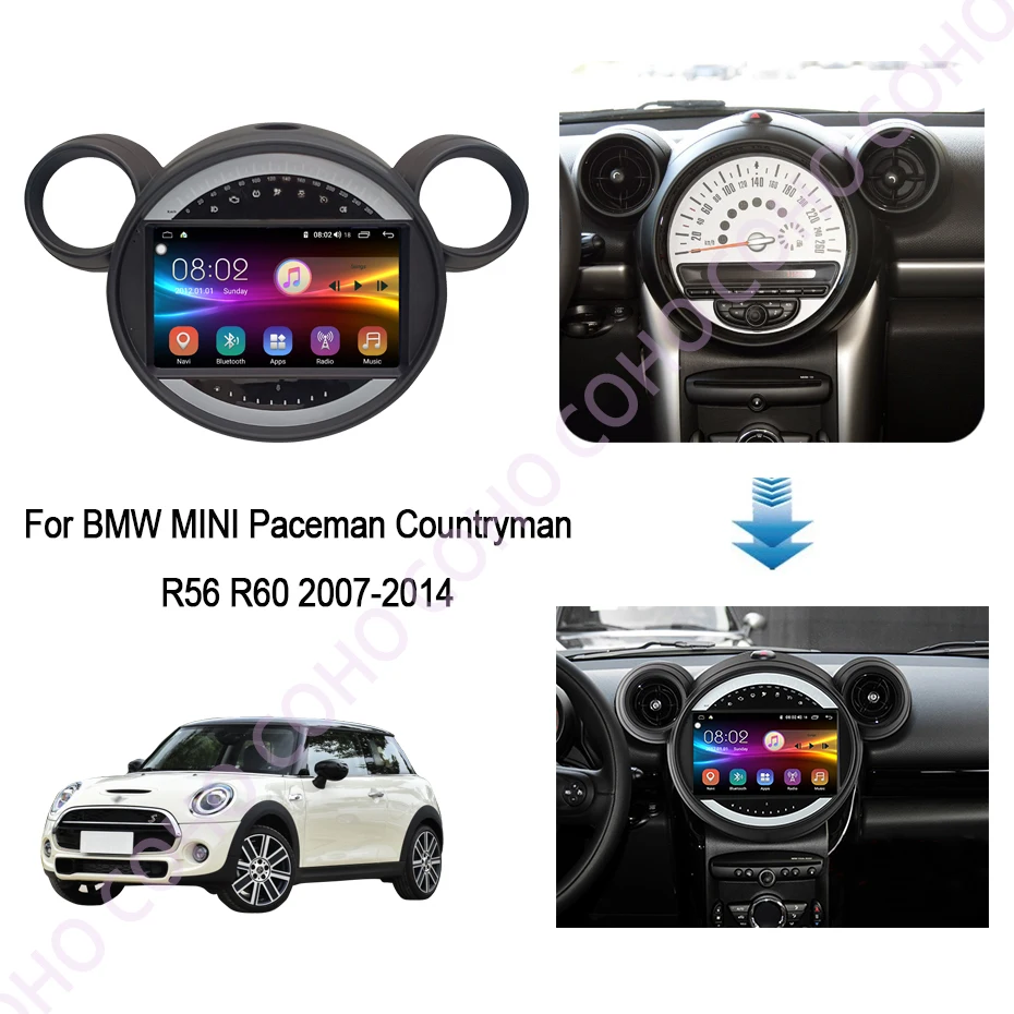 For BMW MINI  Paceman Countryman R56 R60 2007-2014 Android 10 Car USB Multimedia Video Audio GPS Radio  Player