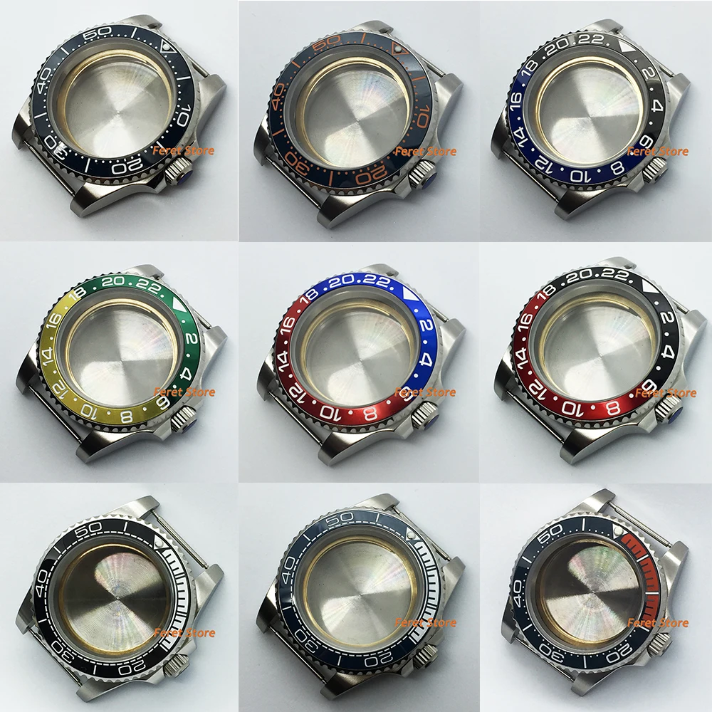 40mm watch case sapphire glass stainless steel Brushed case fit ETA 2836 miyota 8215/8205/821A Mingzhu DG2813/ 3804 movement