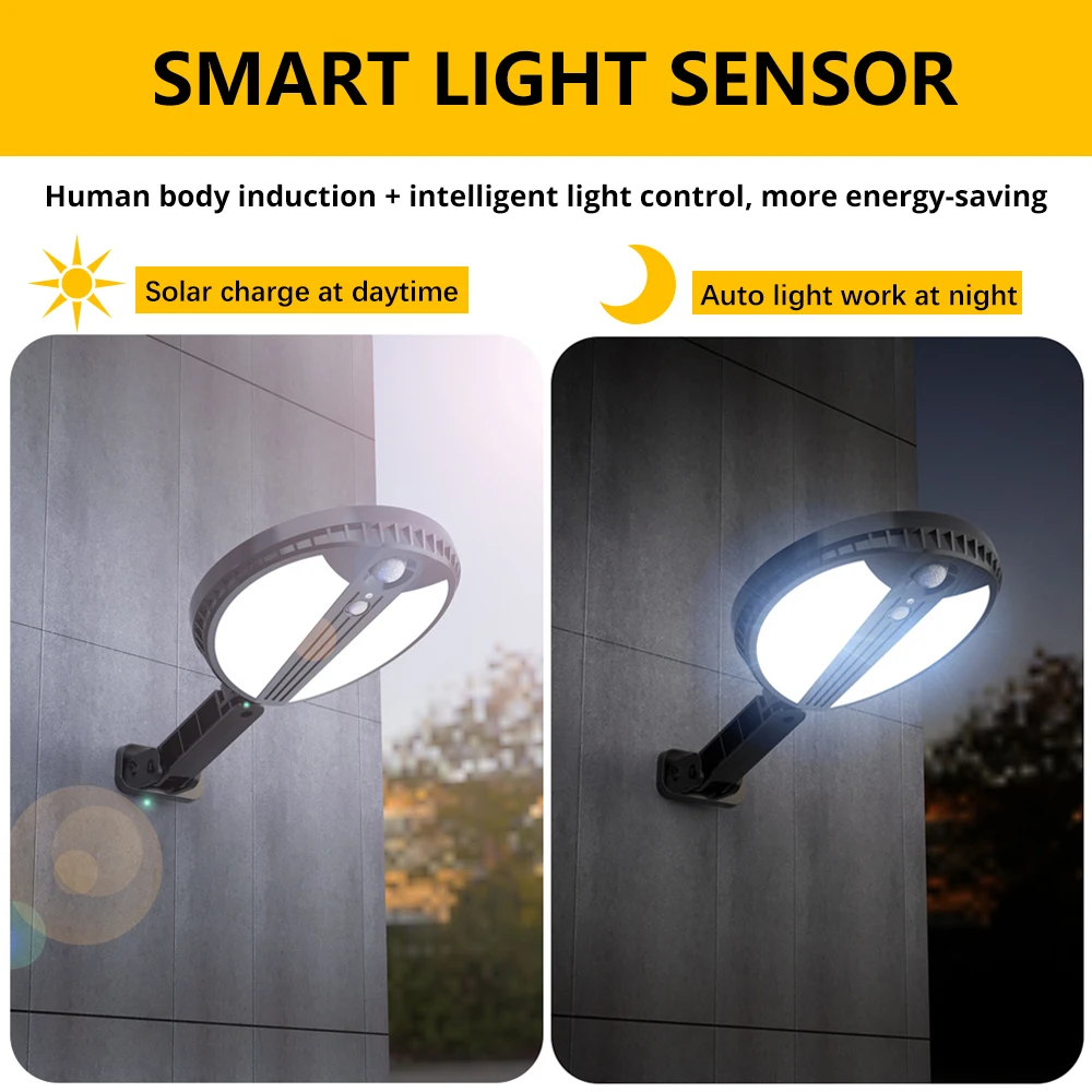 LED Solar Light Powerful PIR Motion Sensor Solar Wall Lamp Waterproof Outdoor Garden Lighting Street Lamps with Remote Control