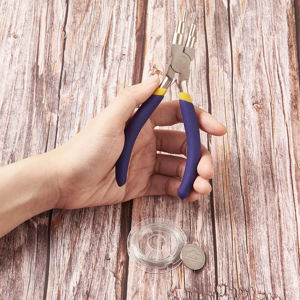 Juegos de herramientas de joyería DIY con Alicates de punta redonda de acero al carbono y alambre de cobre para fabricación de joyas DIY, colores