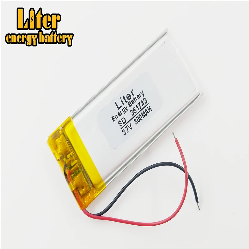 Batería de polímero de litio de 3,7 V 351743   Auriculares inalámbricos de los juguetes pequeños del registrador de la pluma de la lectura del punto 300MAH