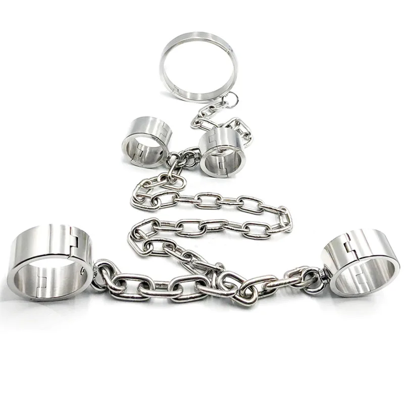 

Couples BDSM Bondage Neck Collar Handcuffs Ankle Cuffs Adult Games Fetish Sex Toys For Woman Men Restraints Leg Irons Shackles