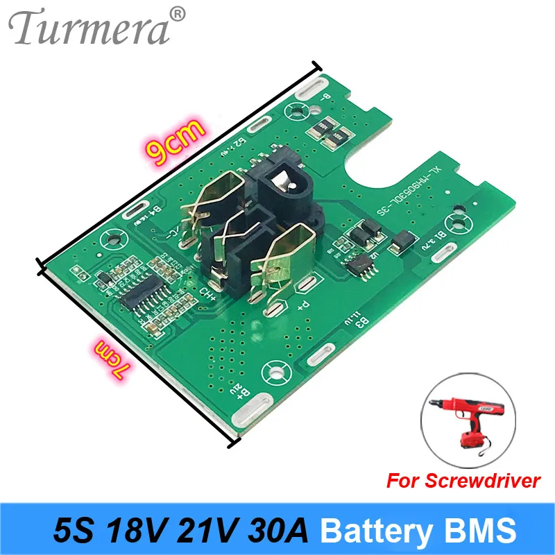 Turmera 5S 18V 21V 30A Li-ion Lithium Battery BMS 18650 battery screwdriver shura Charger Protection Board fit  21V