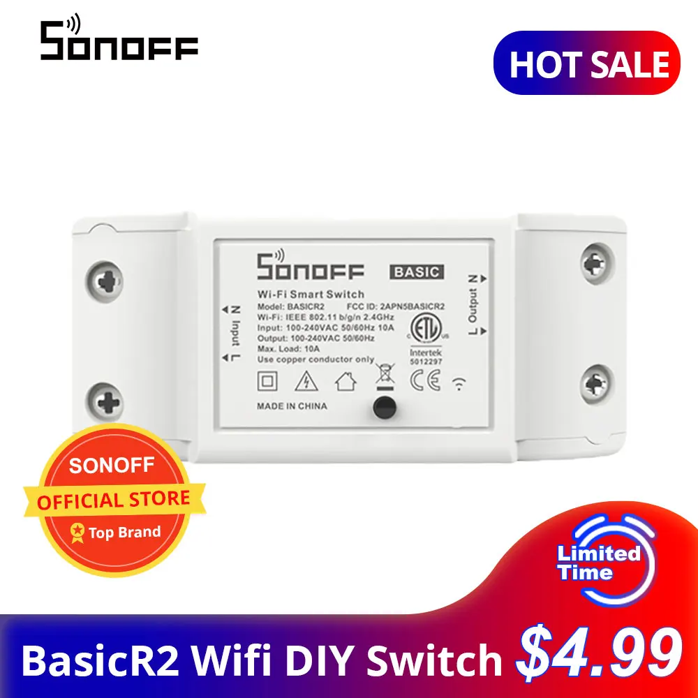 SONOFF Outlets BasicR2 Wifi Breaker Switch Smat Wireless Remote Controller DIY Wifi Light Switch Smart Home Works with Alexa