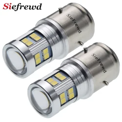 2Pcs BA21D LED Bulb 6V 12V 6 12 Volt Motorcycle Moto Headlamp Light Hi/Lo Beam Scooter Moped Bike ATV UTV Head Lamp White 6000K