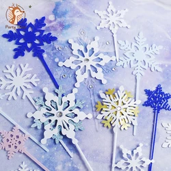 Blue white pink Romantic snowflake cake topper Acrylic Paperboard cake topper set for cake decoration Lovely Gifts