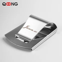 QOONG Custom Lettering Stainless Steel Money Clip Business Card Credit Card Cash Wallet Moneyclip Cash Clamp Holder Dropshipping