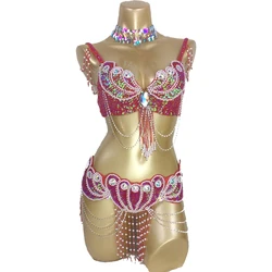 New arrival Women's beaded belly dance costume wear Bra+Belt set Sexy ladies bellydancing Carnival costumes bellydance clothes