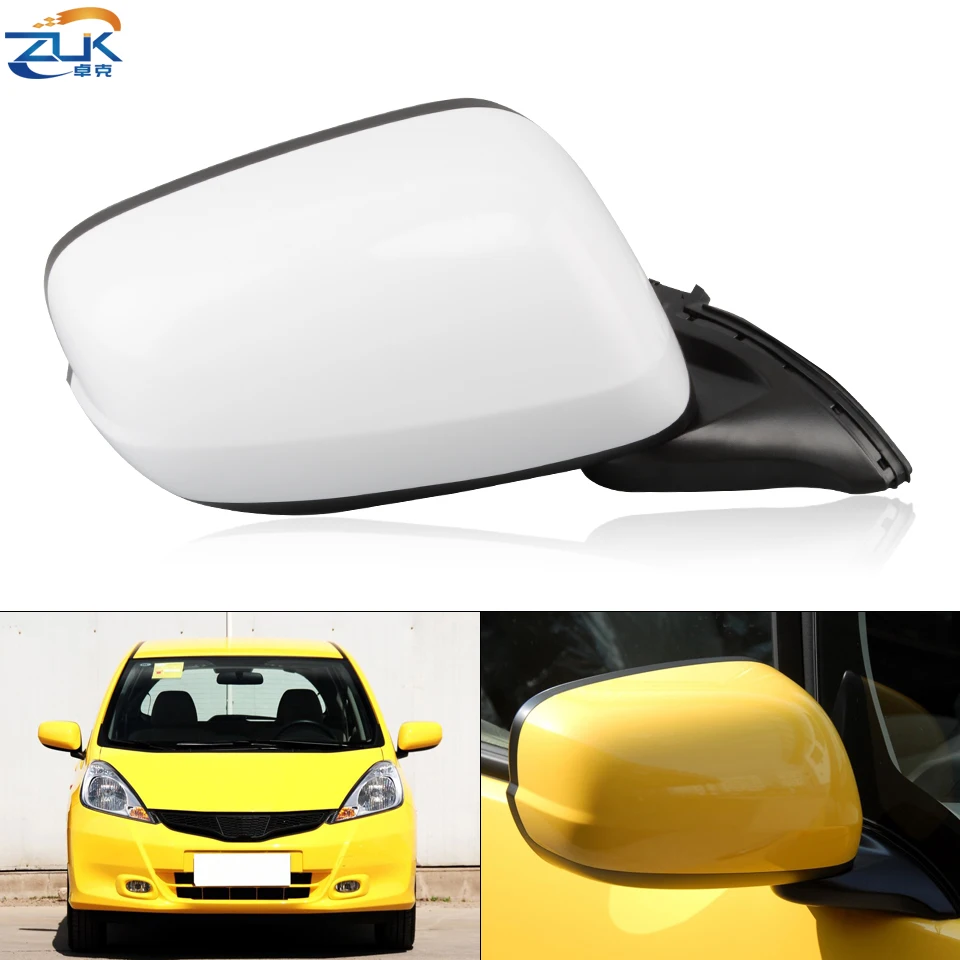 ZUK Exterior Rearview Side Mirror Assy For HONDA JAZZ 2009-2014 FIT GE6 GE8 3-PINS Rear View Door Mirror Without Repeater Lamp