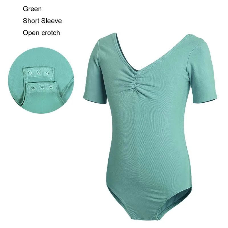 Ba Lê Leotards Trẻ Em Thể Dục Dụng Cụ Leotard Bé Gái Nhảy Bodysuit Dancewear Vũ Trang Phục Cho Bé Múa Bài Bông Leotard Tay Ngắn