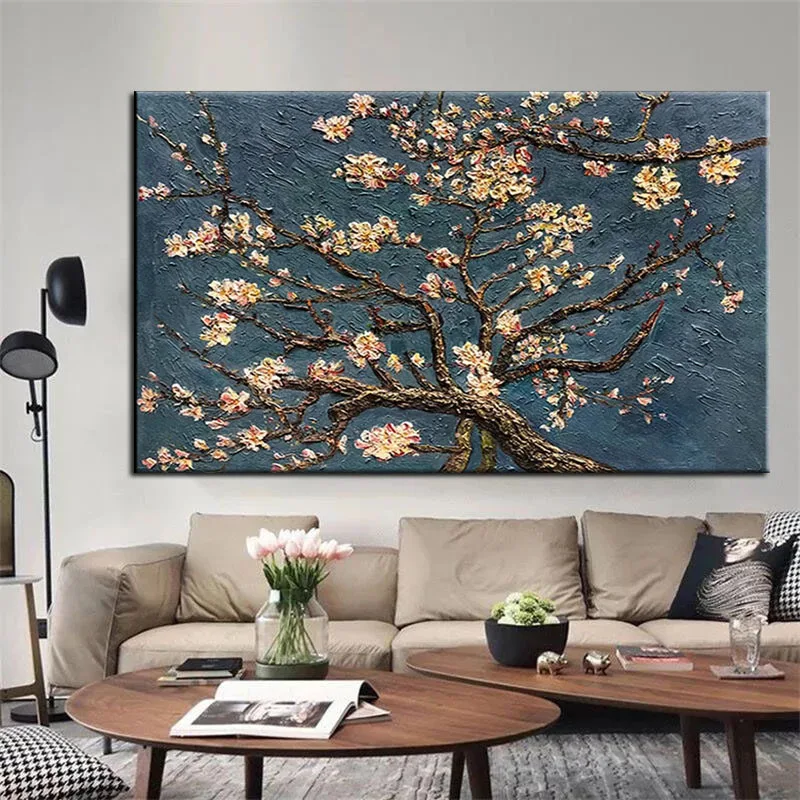 

Top Artist Pure Hand-Painted High Quality Luxury Art Blossom Oil Painting Famous Van Gogh Oil Painting Large Size Frameless