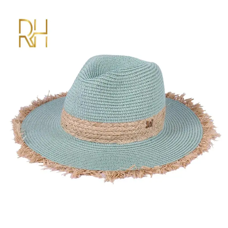 Summer Cowboy Cap Casual Sun Hats For Women Fashion Letter M Jazz Straw For Men Beach Straw Panama Hat Wholesale RH