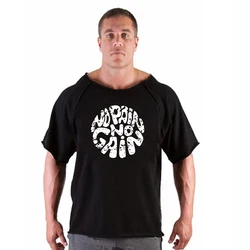 Gym Oversized Clothing fitness Running t shirt men O-neck t-shirt cotton bodybuilding Sport shirts tops gym men training t shirt