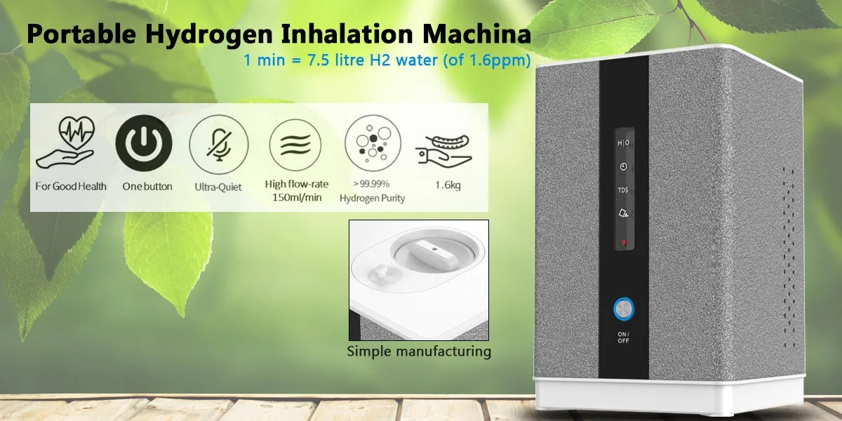 Hydrogen Generator H2 Inhalation Machine with 150ml/min 99.99% High Purity H2 Low Noise Hydrogen Water Purifier Ionizer SPE/PEM