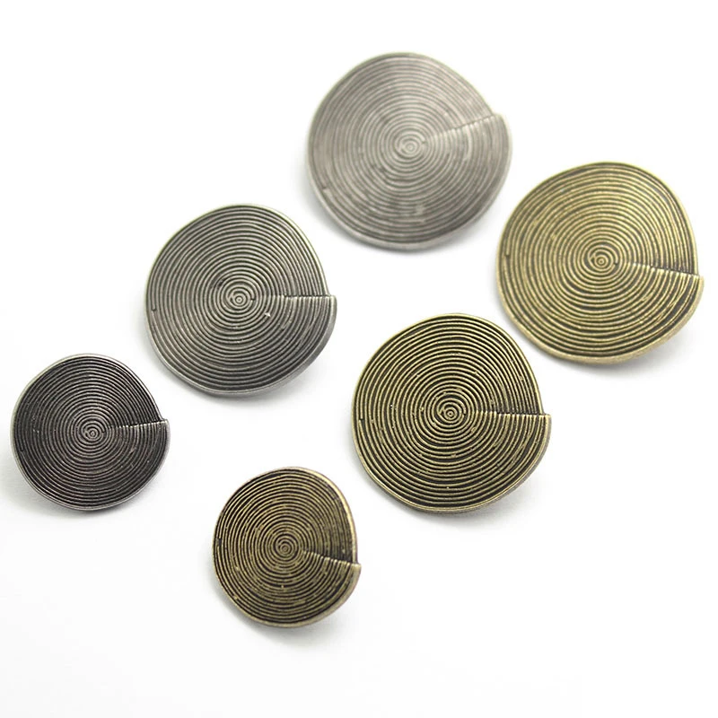 10PCS 18/23/25MM Spiral Retro Metal Buttons Hand Sewn Casual Windbreaker Button Antique Bronze Ancient Silver Shaped Buttons