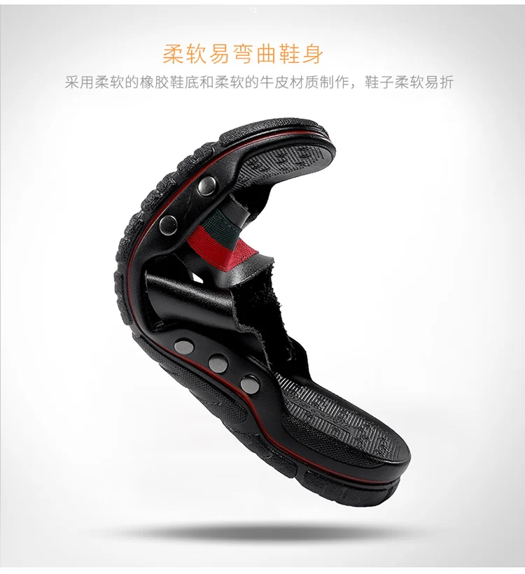 2021 summer slippers men\'s hollow breathable leather flip flops neutral leisure massage flat sandals men\'s shoes size 48 Zapatos