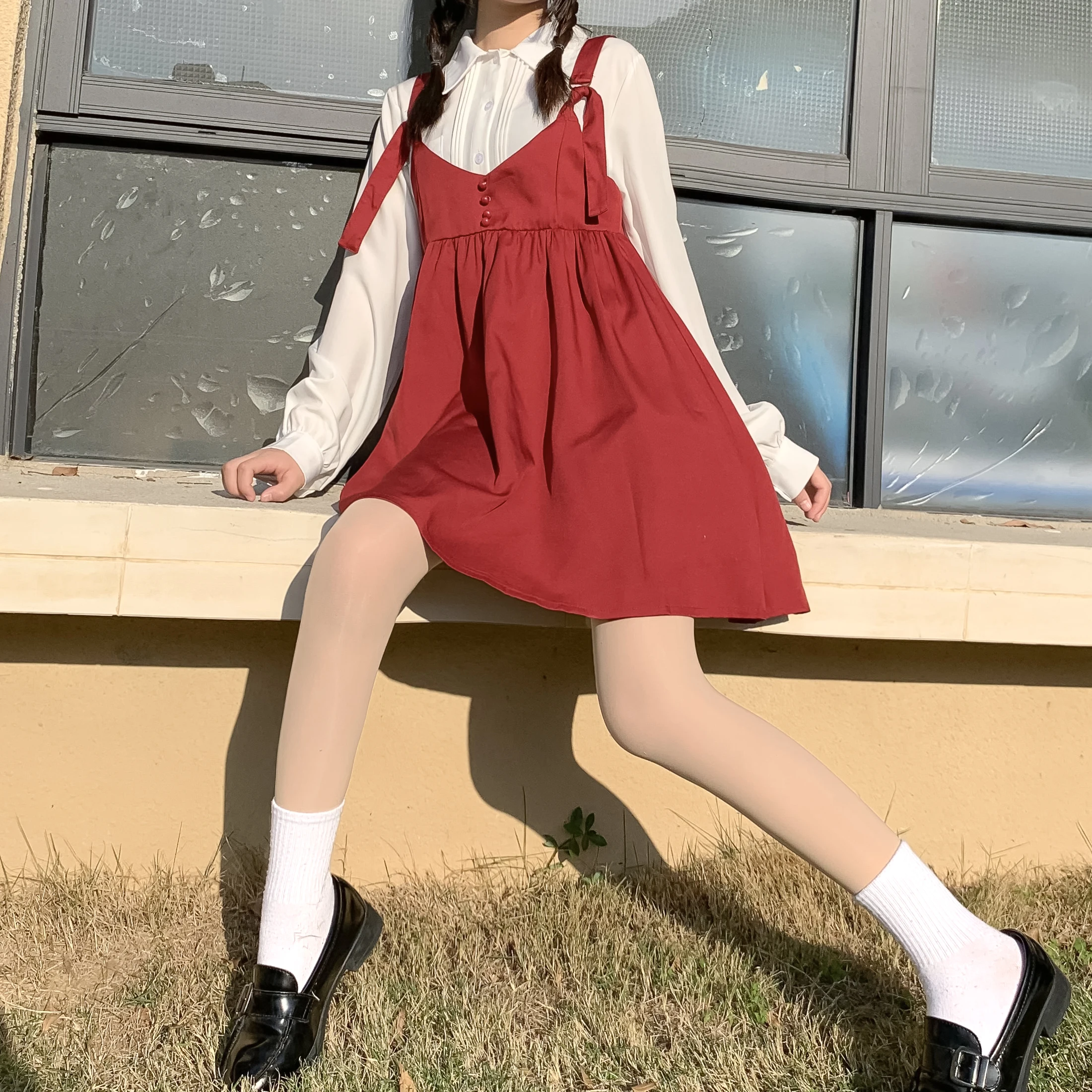 Japanischen Stil PLoose Alle-Match Einfarbig Hosenträger Kleid Hosenträger Kleid für Frauen süße lolita kleid kawaii kleidung