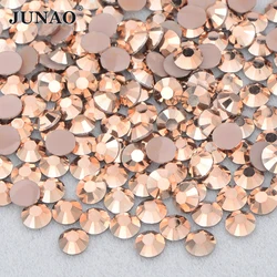 JUNAO 4 5 6mm Bling Gold Rose Round Flatback Strass Face Nail Art Decoration Strass Non Hotifix Crystal Stones Stickers