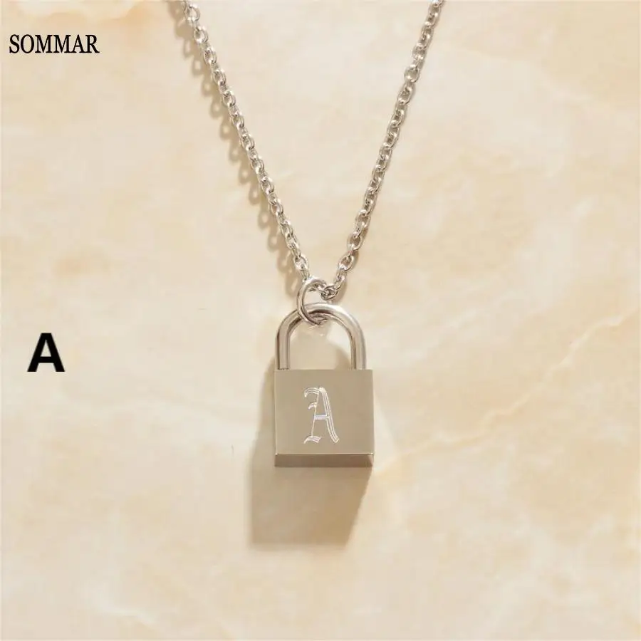 SOMMAR New Sale Stainless steel color Filled Neutral pendants Concentric Lock Letters ABC perfume women fine fashion jewelry