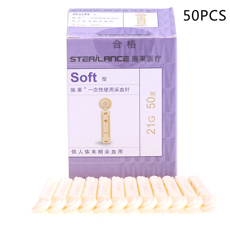 50X Sterile 21G 23G 26G 28G Disposable Needles Stick Use For Pen Sterile Lancets Use Blood Test Testing Kits Glucose Cholesterol