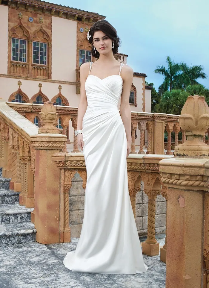 Robe de mariage vestido de novia 2018 elegante sexy schatz hals weg von der schulter falte satin brautkleid brautjungfer kleider