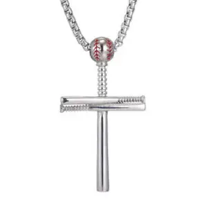 Top Quality Fashion Stainless Steel Baseball Cross Pendent Necklace For DIY Jewelry Making Findings