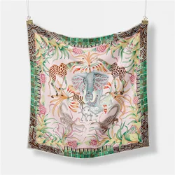 POBING-bufanda de seda de sarga para mujer, pañuelo cuadrado con estampado de Ciudad de agua, Hijab pequeño, diadema, 53CM
