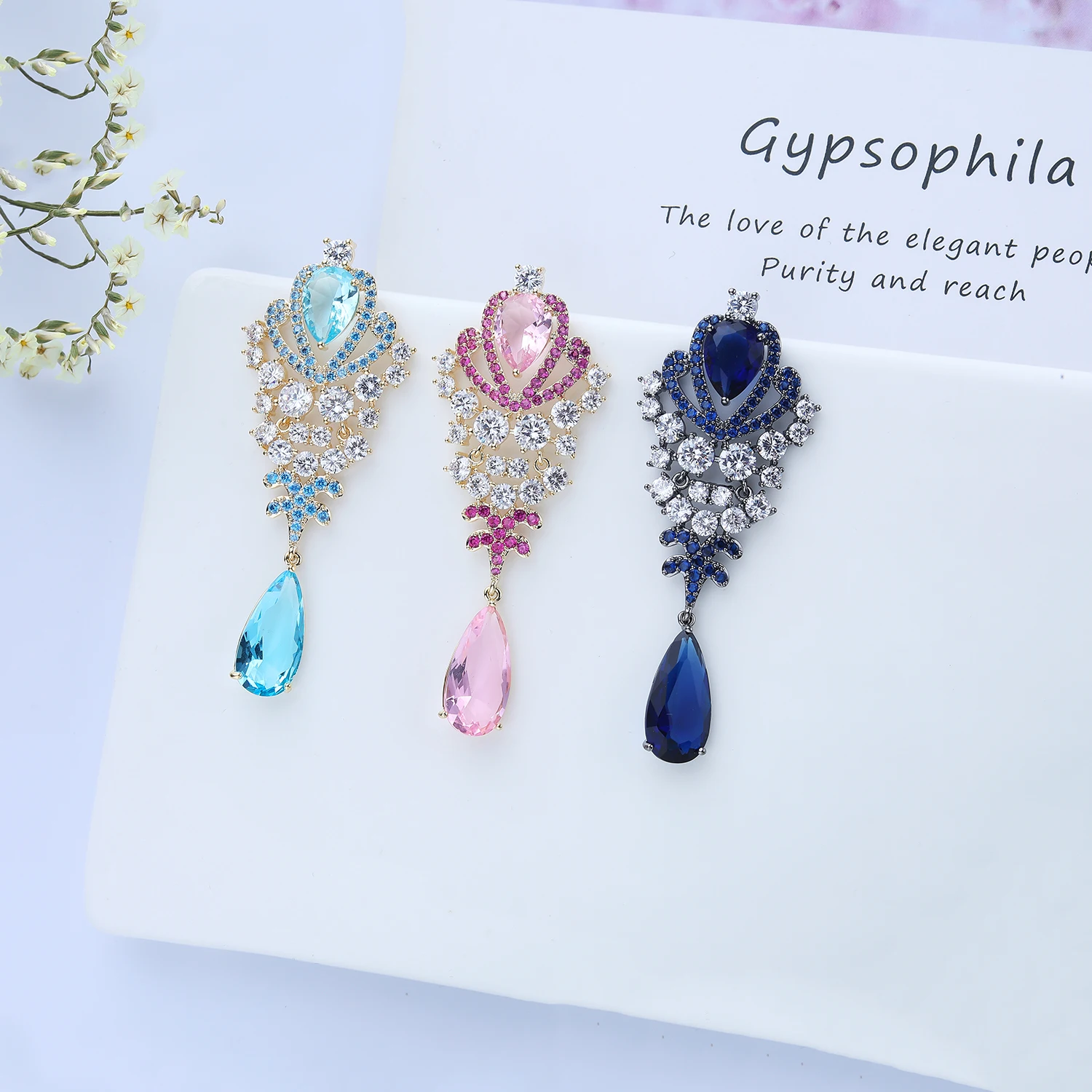 Cubic Zircon CZ Wings Earrings for Wedding Crystals Dangle Earring for Bridesmaid Women Girl Birthday Party Jewelry CE11346