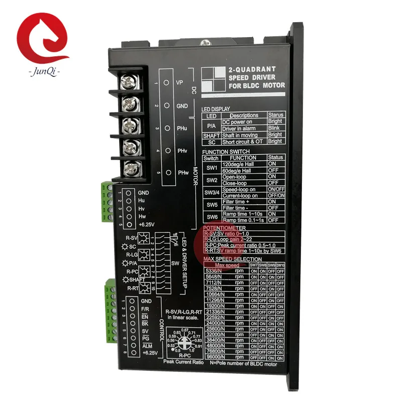 48VDC 240W 480W 1200W 2400W Brushless dc motor driver , 3 phase hall sensors motor speed controller