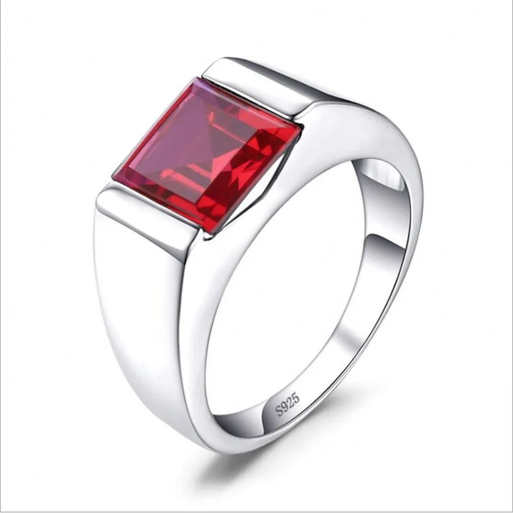 BOCAI New S925 Pure Silver Sapphire Men Ring  Colored Zircon Popular Jewelry Nice Birthday Gift