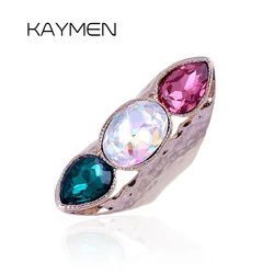 Kaymen Personality Statement Ring for Women Wedding Engagement, 3 Colors Drop Water Shape Fashion Ring Girls Jewelry Bijoux 267