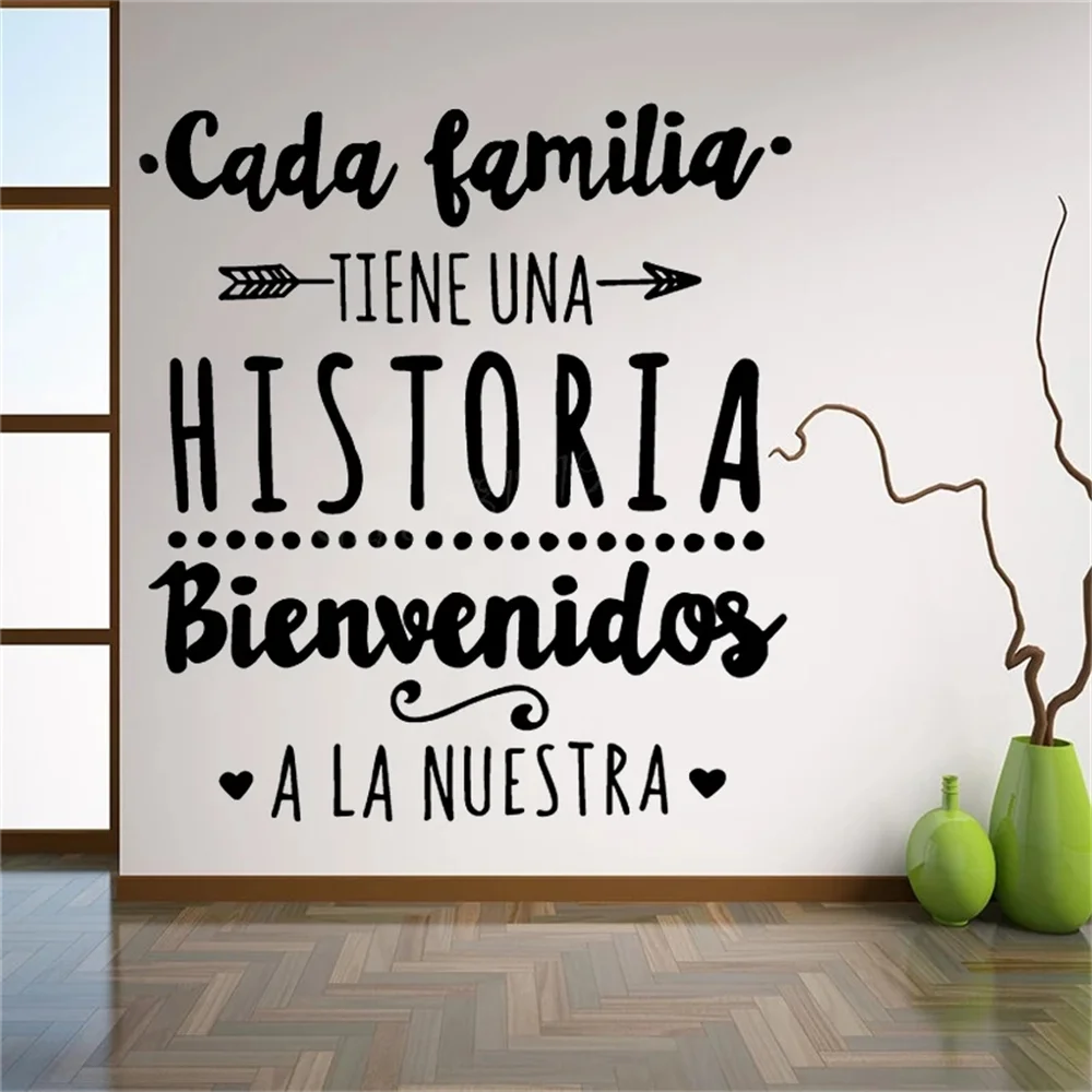 Spanish Version Family Vinyl Wall Decal Every Family Has A History Quote Wall Sticker Home Party Decoration Poster Decals