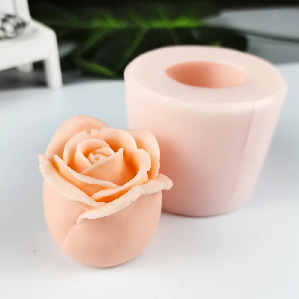 3D rose flower silicone candle mold blooming rose shape resin clay soap mold handmade DIY soap candle mold