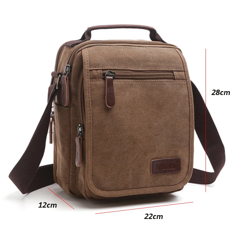 Mini Men Canvas Bag Wear Resistant Fashion Handbag Business Briefcase Crossbody Bags Travel Casual Retro Bags For Male XA508ZC