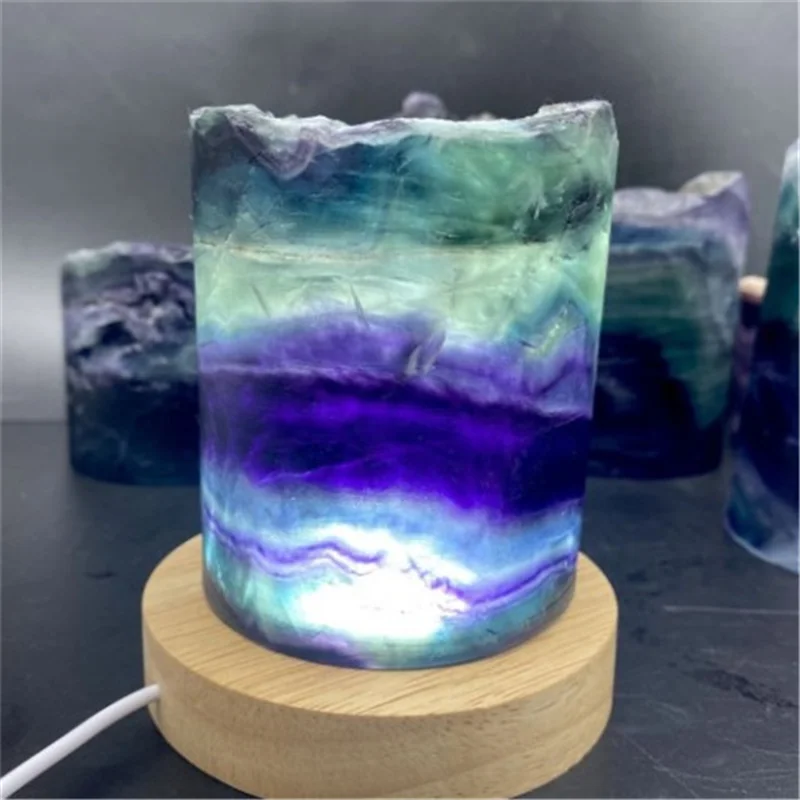 natural quartz rainbow stripe fluorite lamp crystals healing stones for home decoration