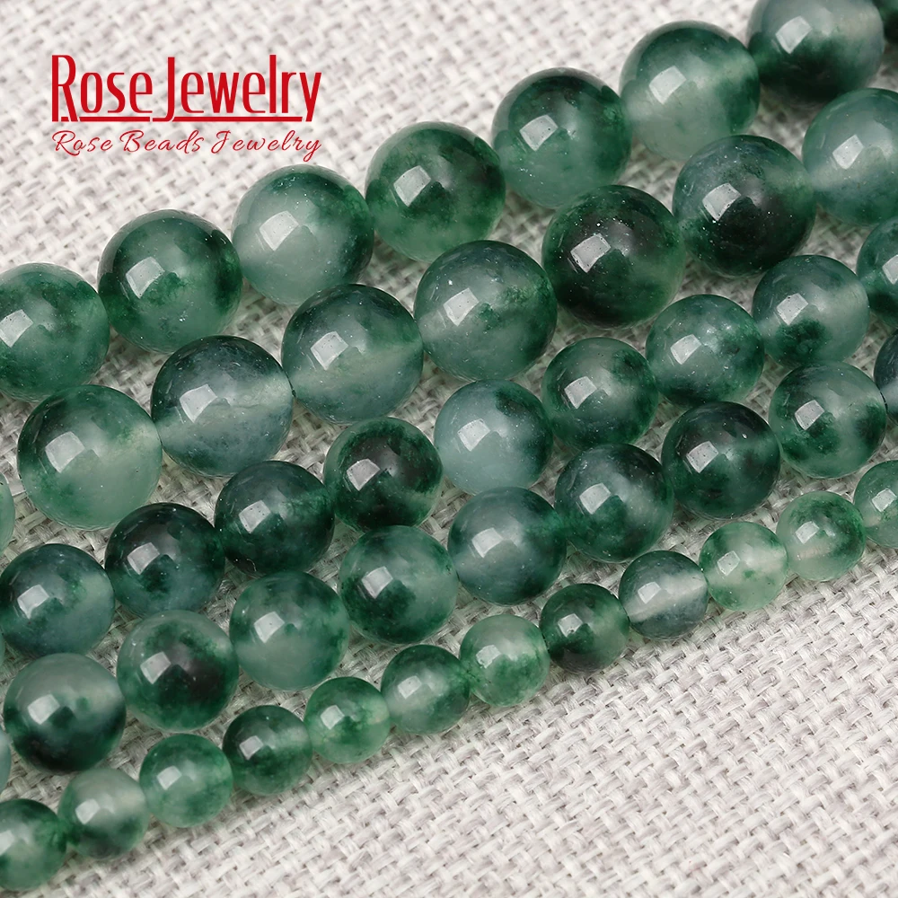 Wholesale Natural Stone Gradient Green Jaspers Chalcedony Beads 4 6 8 10 12 14mm Pick Size For Bracelet Necklace Accessories