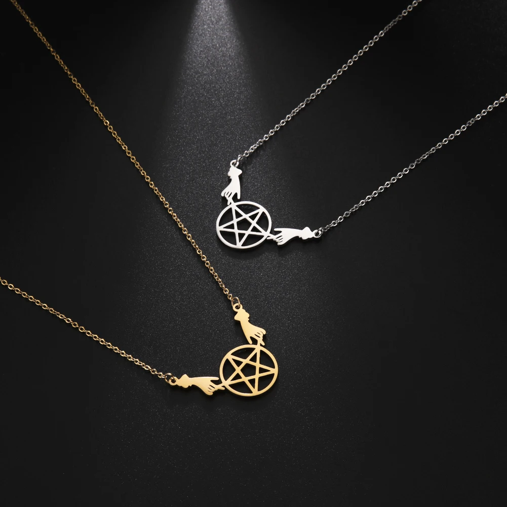 Cazador Magic Astrolabe Pendant Necklace Hands Pentagram Stainless Steel Necklaces Amulet For Women Jewelry Gifts Wholesale 2024