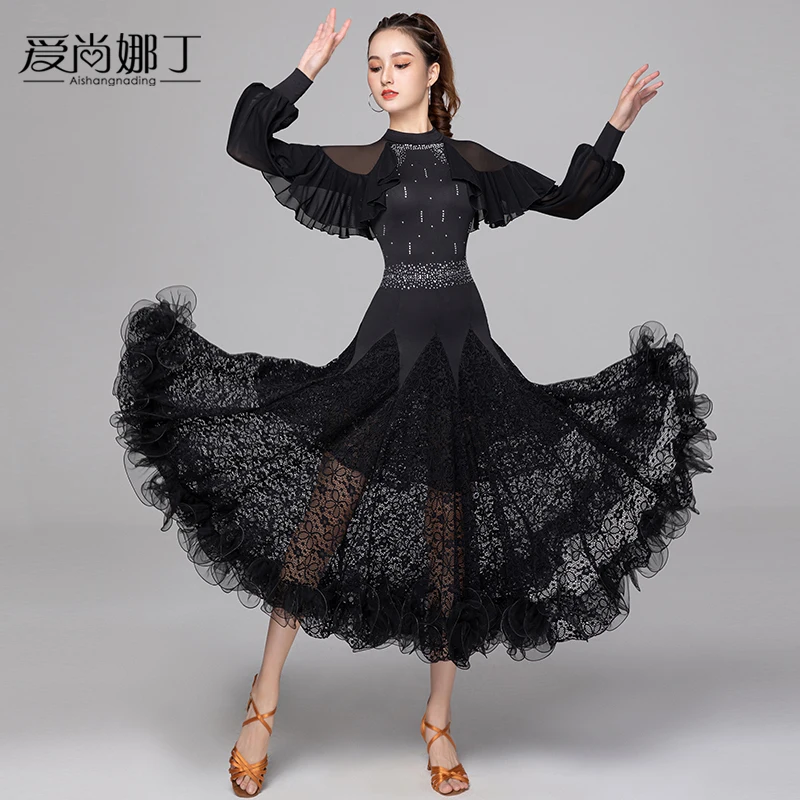 Newest !! Woman Modern National standard waltz Dress Dance competition standard ballroom dancing Clothes AS7141